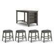 Bowery Hill 5-Piece Gray Counter Height Dining Table & Stools Set