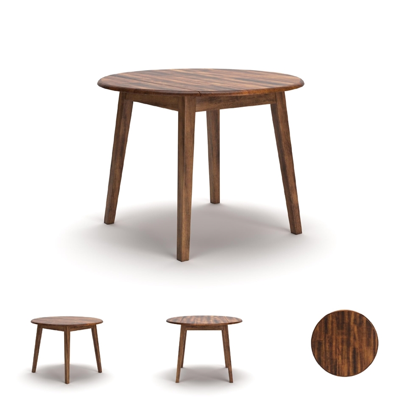 Bowery Hill 3-Piece Dining Set of Rustic Brown Chairs & Drop Leaf Table