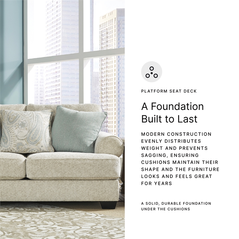 Bowery Hill Living Room Set of Beige Sofa and Loveseat in Chenille Upholstery