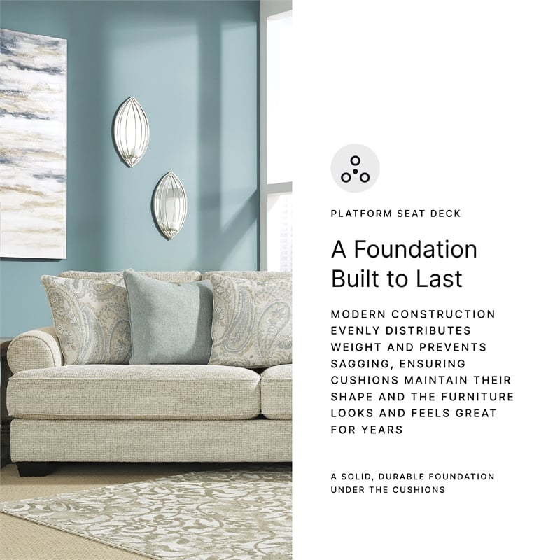 Bowery Hill Living Room Set of Beige Sofa and Loveseat in Chenille Upholstery