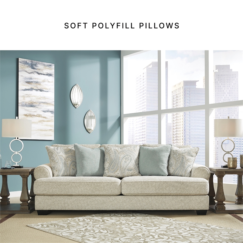 Bowery Hill Living Room Set of Beige Sofa and Loveseat in Chenille Upholstery