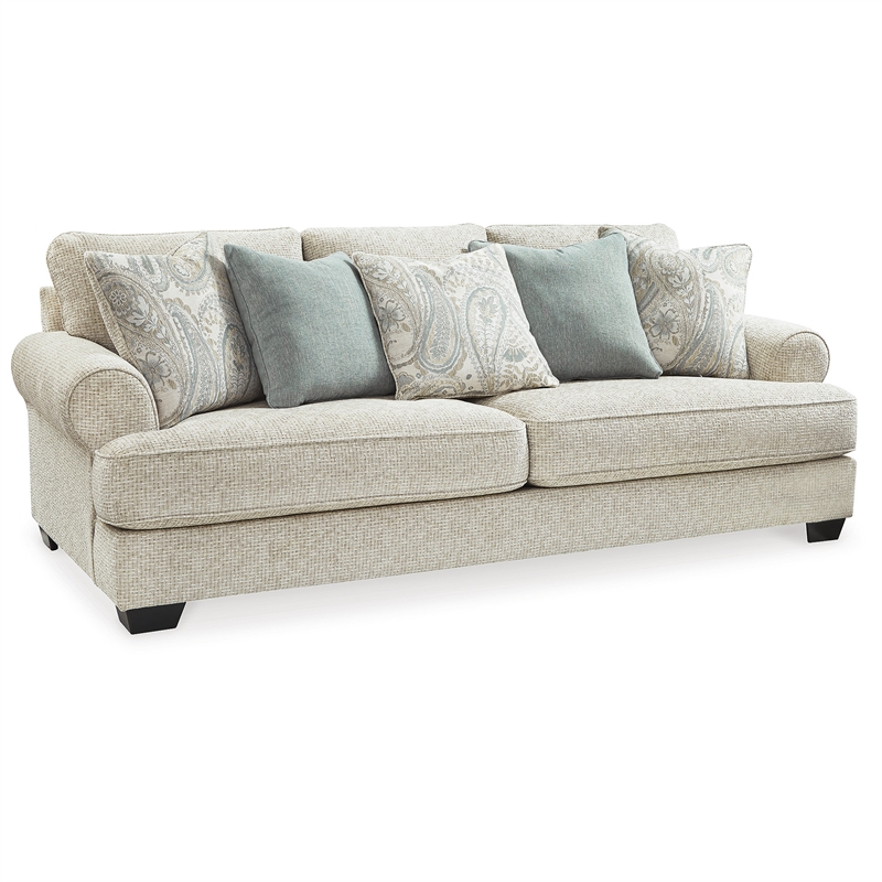 Bowery Hill Living Room Set of Beige Sofa and Loveseat in Chenille Upholstery