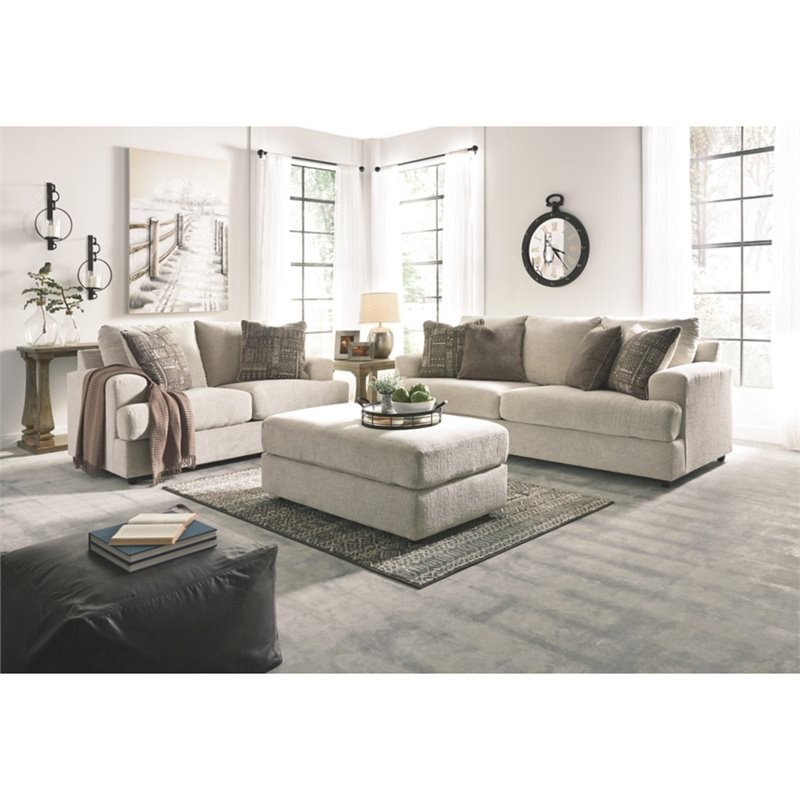 Bowery Hill 2-Piece Living Room Set of  Sofa & Loveseat in Chenille Upholstery