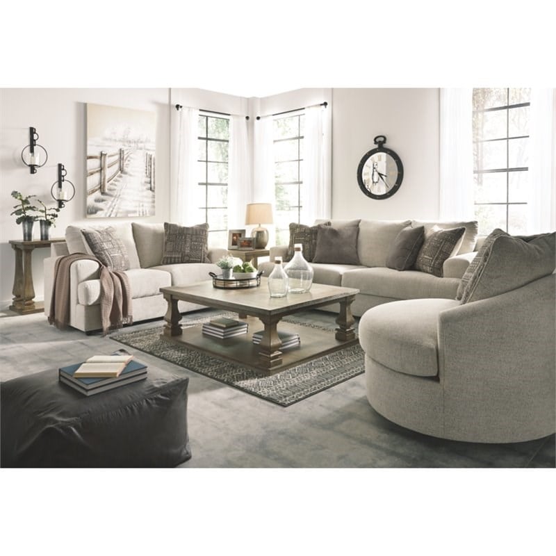 Bowery Hill 2-Piece Living Room Set of  Sofa & Loveseat in Chenille Upholstery
