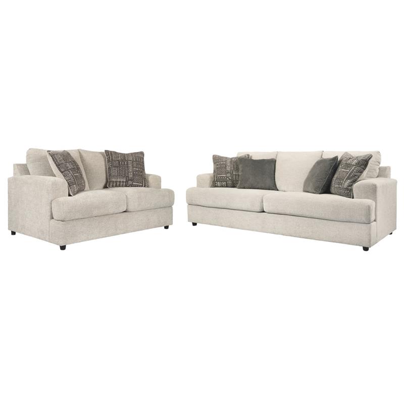 Bowery Hill 2-Piece Living Room Set of  Sofa & Loveseat in Chenille Upholstery