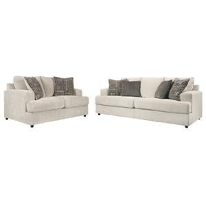 Bowery Hill 2-Piece Living Room Set of  Sofa & Loveseat in Chenille Upholstery