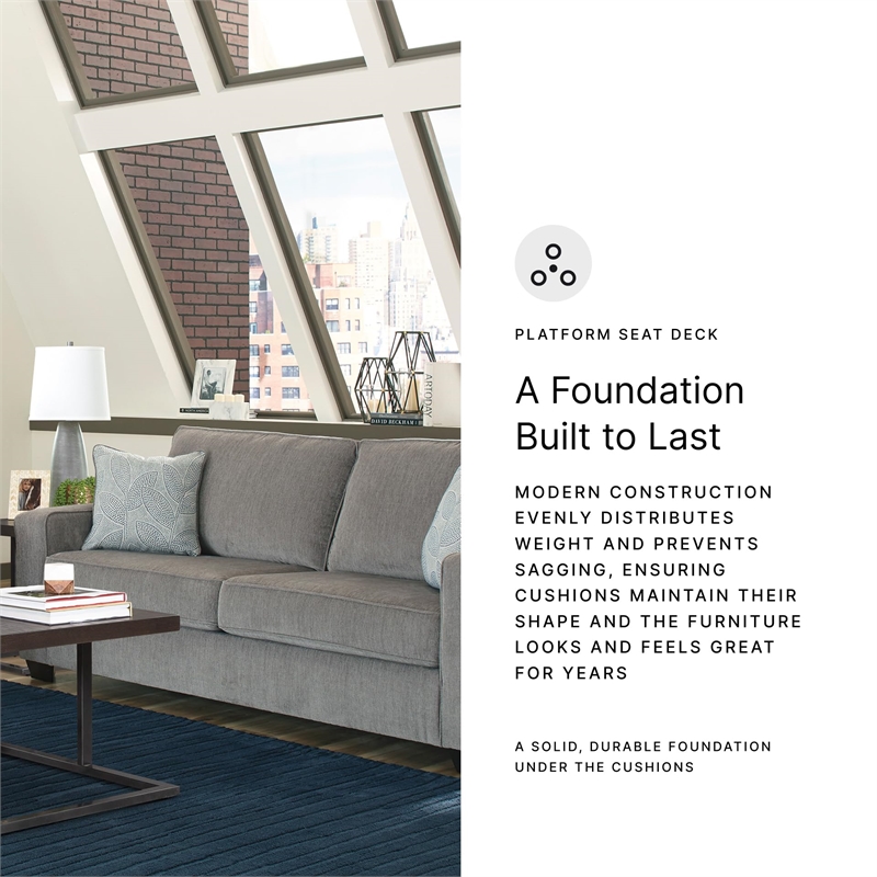 Bowery Hill Loveseat & Sofa Set in Alloy Upholstered Chenille