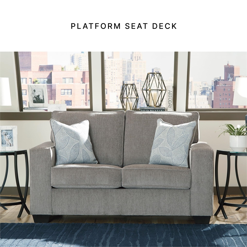 Bowery Hill Loveseat & Sofa Set in Alloy Upholstered Chenille