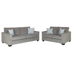 Bowery Hill Loveseat & Sofa Set in Alloy Upholstered Chenille