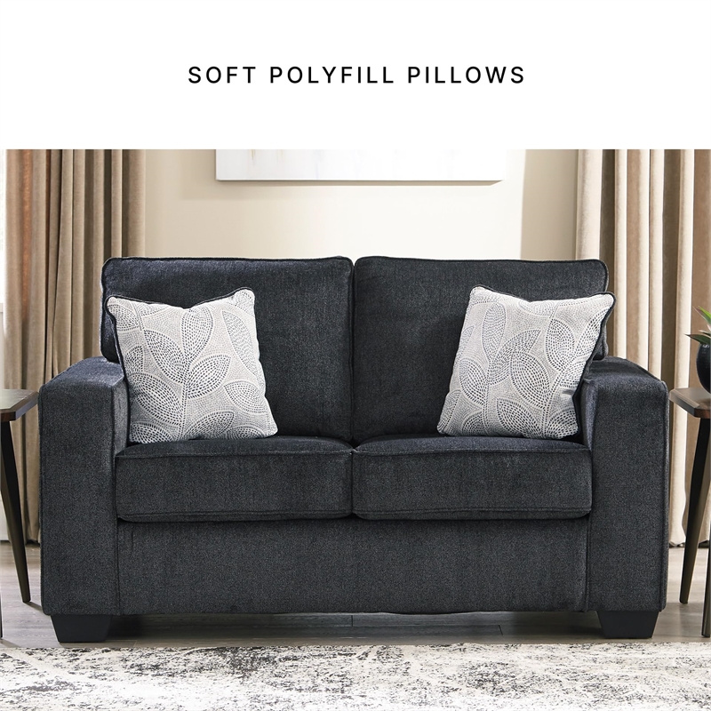 Bowery Hill Slate Gray Sofa & Loveseat Set with Chenille Upholstery