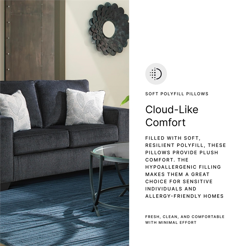 Bowery Hill Slate Gray Sofa & Loveseat Set with Chenille Upholstery