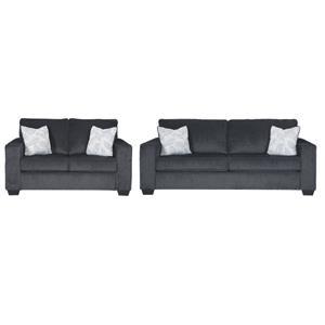 Bowery Hill Slate Gray Sofa & Loveseat Set with Chenille Upholstery