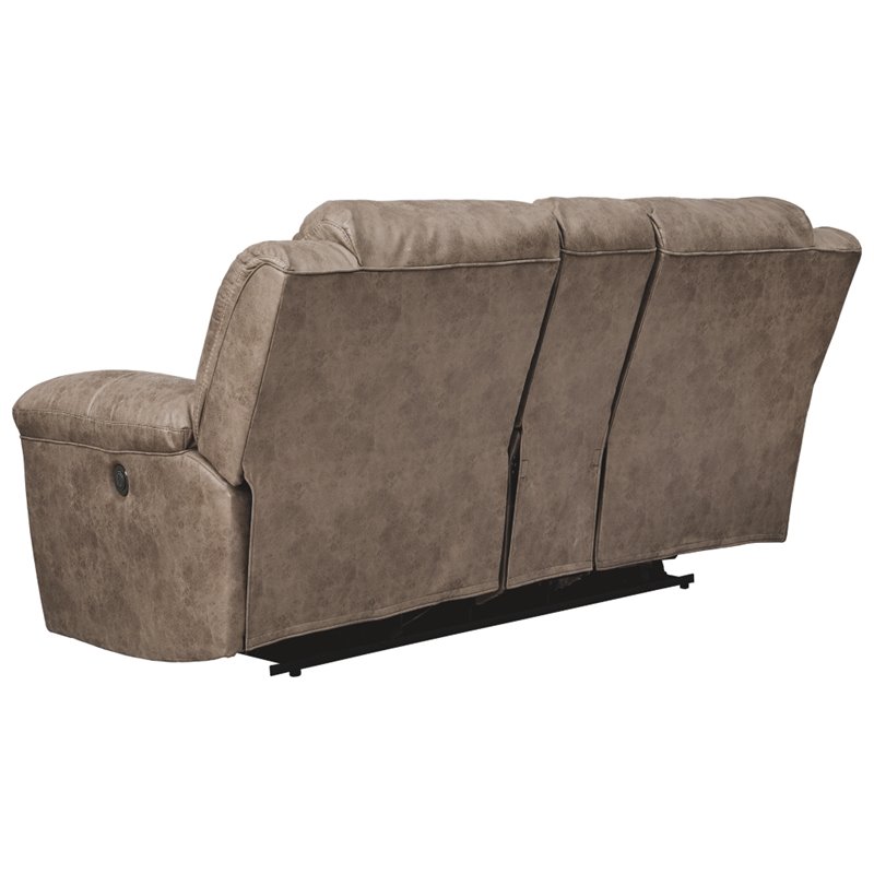 Bowery Hill Reclining Sofa & Loveseat Set in Fossil Faux Leather