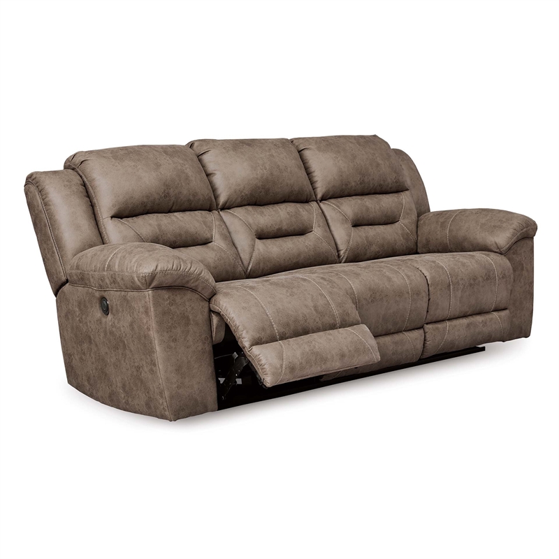Bowery Hill Reclining Sofa & Loveseat Set in Fossil Faux Leather