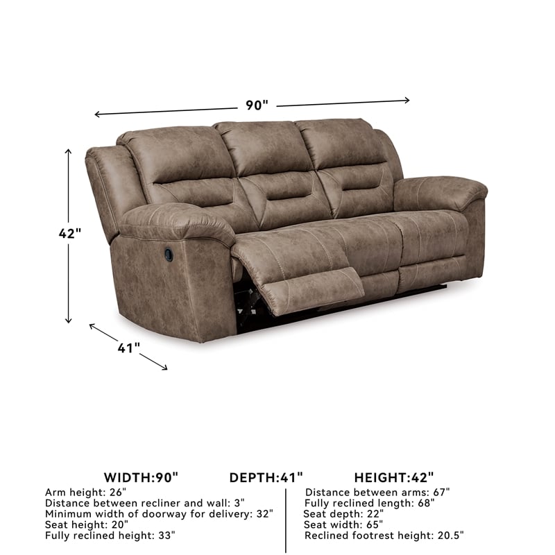 Bowery Hill 2-Piece Reclining Sofa & Loveseat Set in Light Brown Faux Leather