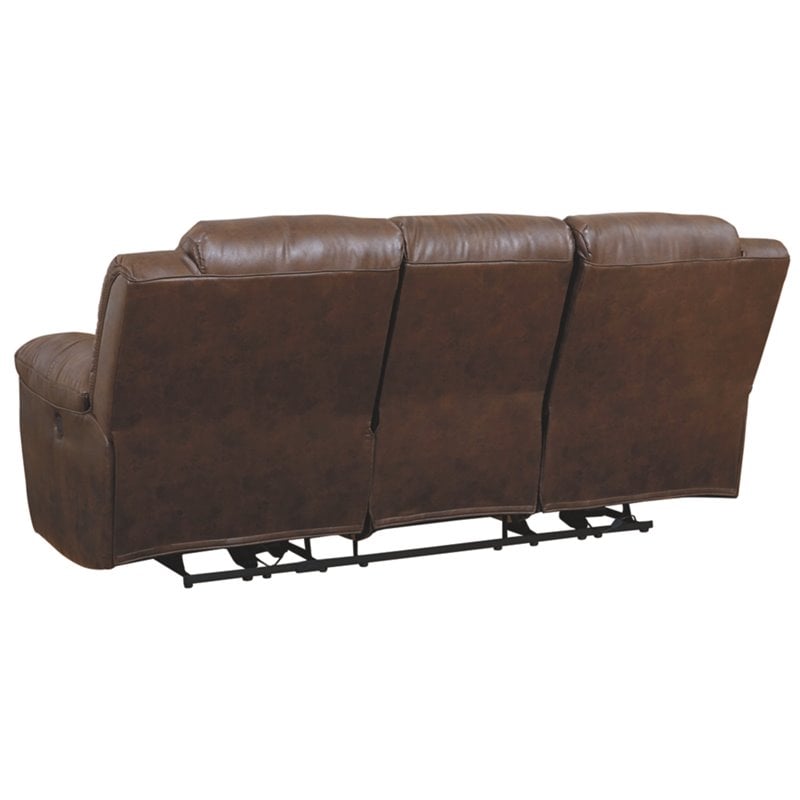Bowery Hill 2-Piece Power Reclining Sofa & Loveseat Set in Chocolate Faux Leather
