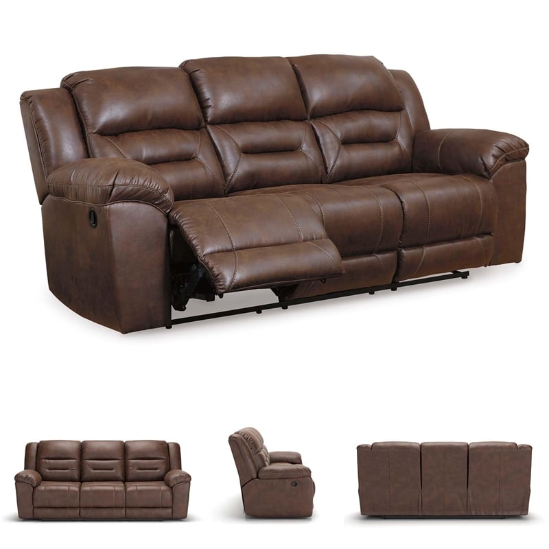 Bowery Hill Reclining Sofa & Loveseat Set in Chocolate Faux Leather