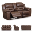 Bowery Hill Reclining Sofa & Loveseat Set in Chocolate Faux Leather