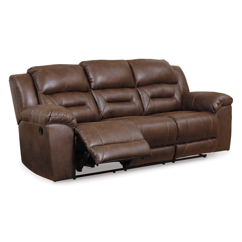 Bowery Hill Reclining Sofa & Loveseat Set in Chocolate Faux Leather