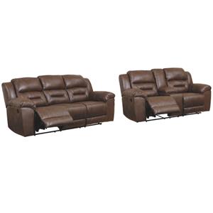 Bowery Hill Reclining Sofa & Loveseat Set in Chocolate Faux Leather