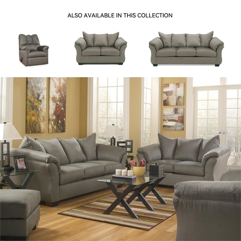 Bowery Hill Loveseat & Sofa Set in Cobblestone Polyester Fabric
