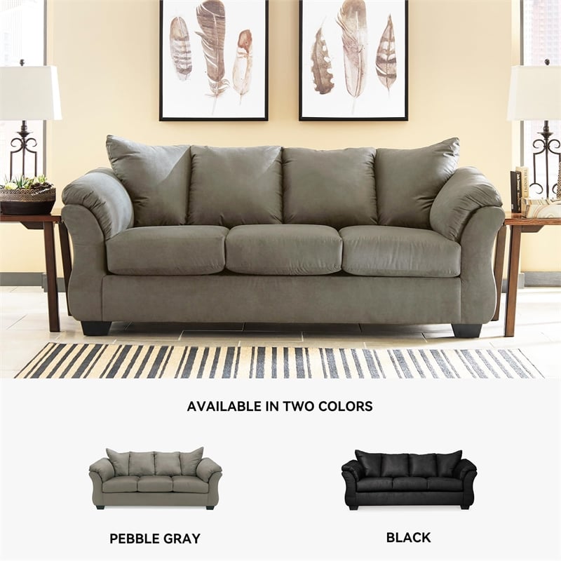 Bowery Hill Loveseat & Sofa Set in Cobblestone Polyester Fabric