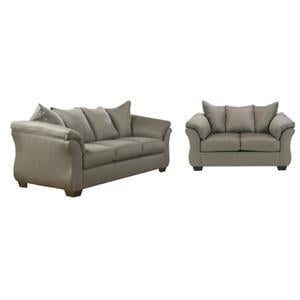Bowery Hill Loveseat & Sofa Set in Cobblestone Polyester Fabric