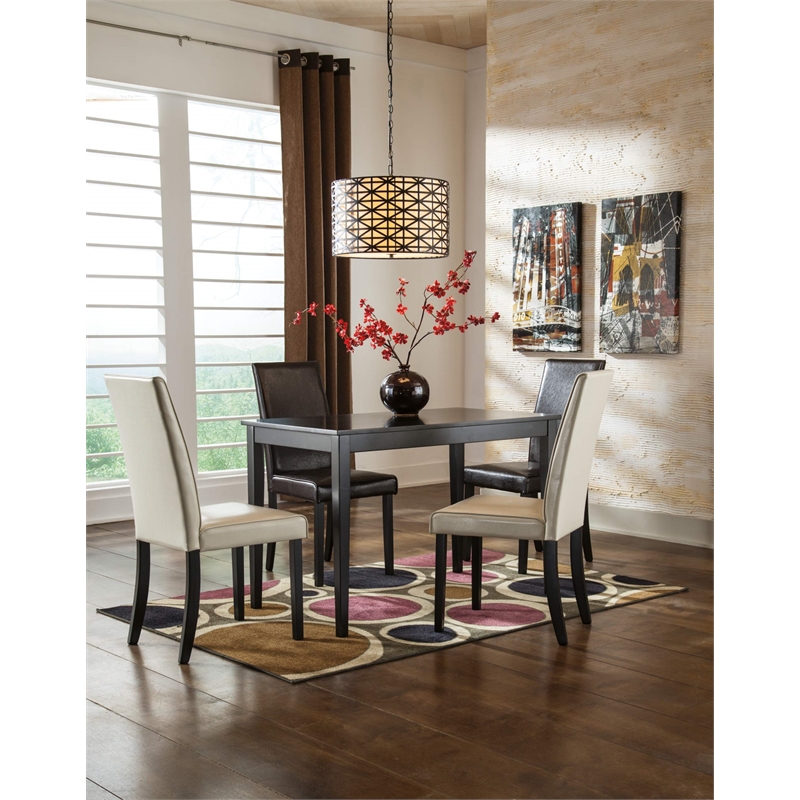 Bowery Hill 5-Piece Dining Set of Faux Leather Chairs & Rectangular Table