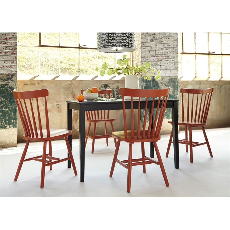 Bowery Hill 5-Piece Dining Set of Faux Leather Chairs & Rectangular Table
