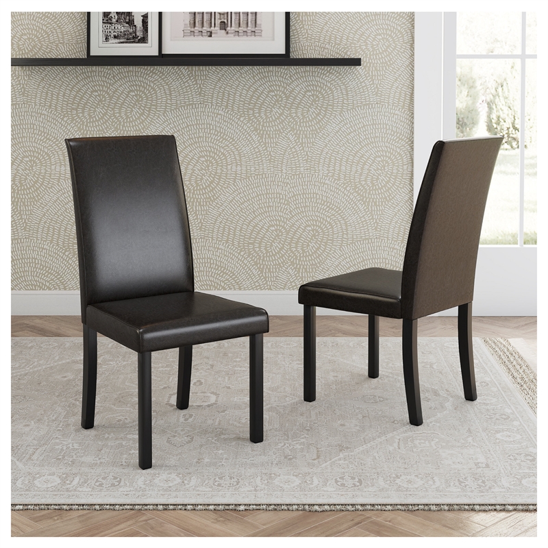 Bowery Hill 5-Piece Dining Set of Faux Leather Chairs & Rectangular Table
