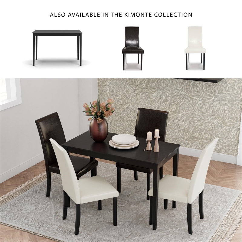 Bowery Hill 5-Piece Dining Set of Faux Leather Chairs & Rectangular Table