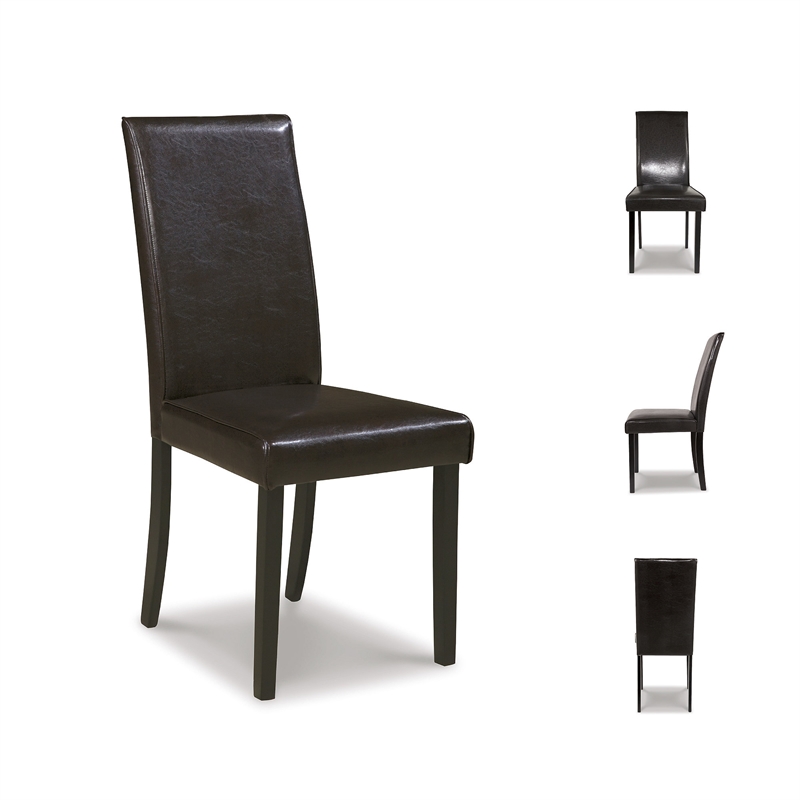 Bowery Hill 5-Piece Dining Set of Faux Leather Chairs & Rectangular Table