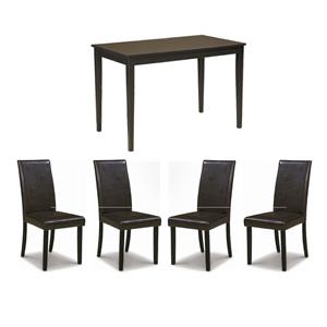 Bowery Hill 5-Piece Dining Set of Faux Leather Chairs & Rectangular Table