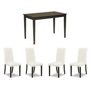 Bowery Hill Dining Set of Ivory Chairs & Dark Brown Table