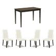Bowery Hill Dining Set of Ivory Chairs & Dark Brown Table