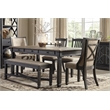 Bowery Hill 6-Piece Dining Set of Storage Table, Side Chairs, & Bench