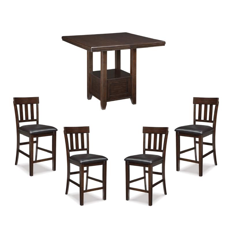 Bowery Hill 5-Piece Counter Height Dining Set of Table and Upholstered Chairs