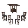 Bowery Hill 5-Piece Counter Height Dining Set of Table and Upholstered Chairs