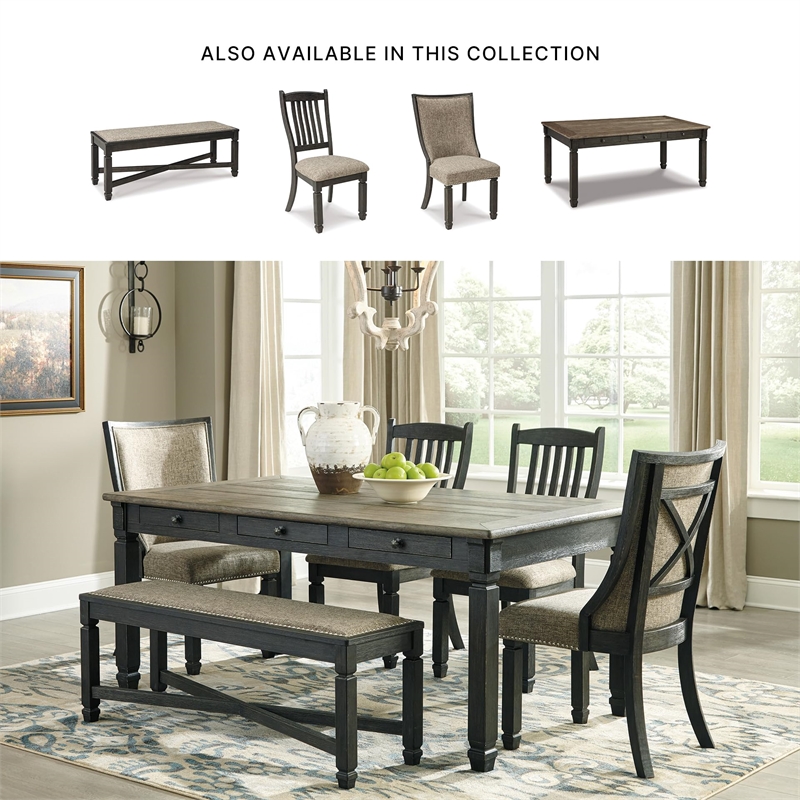 Bowery Hill Farmhouse Dining Set of Dining Table, Bench, 4 Chairs, & Server