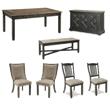 Bowery Hill Farmhouse Dining Set of Dining Table, Bench, 4 Chairs, & Server