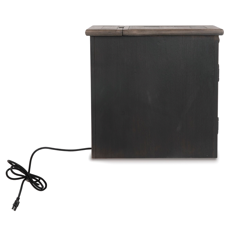 Bowery Hill Set of 2 Solid Wood End Tables in Grayish Brown and Black