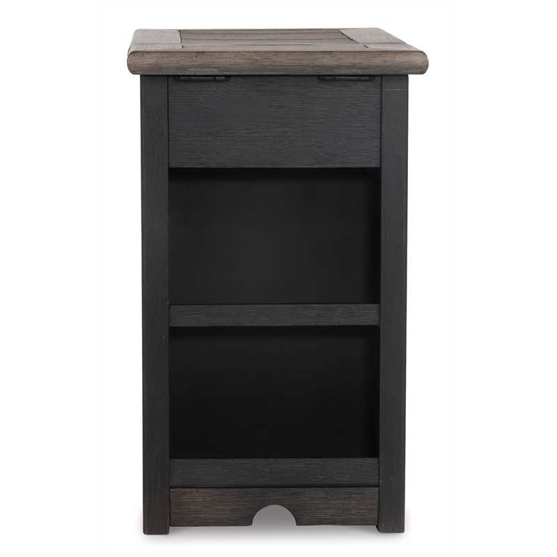 Bowery Hill Set of 2 Solid Wood End Tables in Grayish Brown and Black