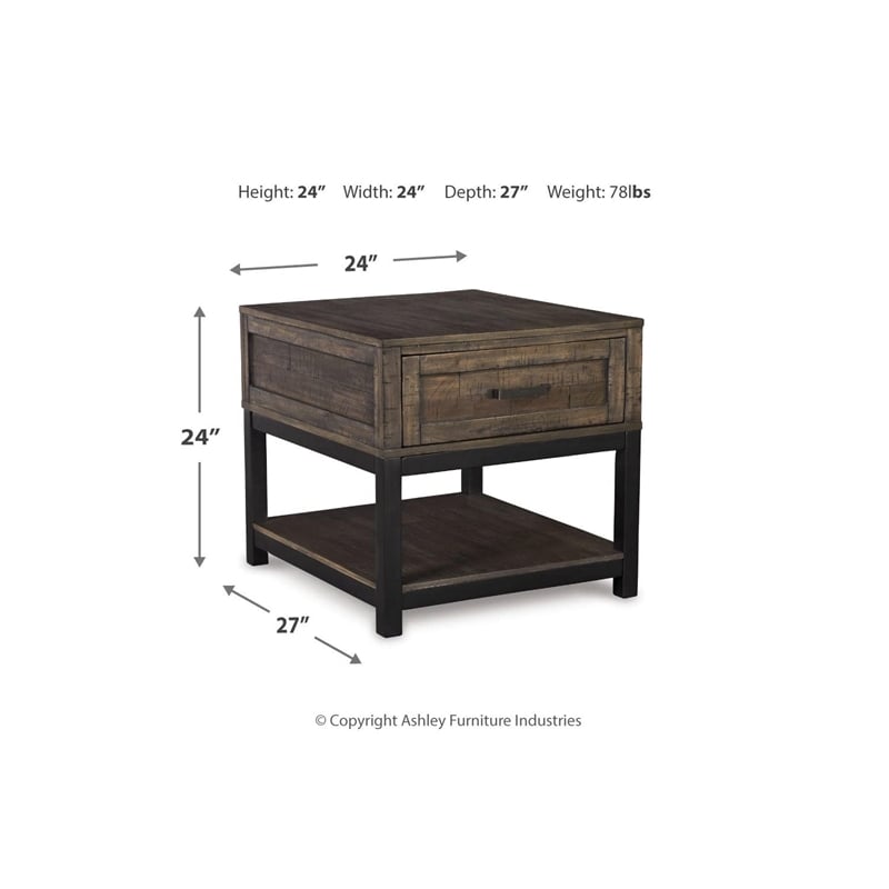Bowery Hill 2-Piece Farmhouse Wood End Table Set in Grayish Brown