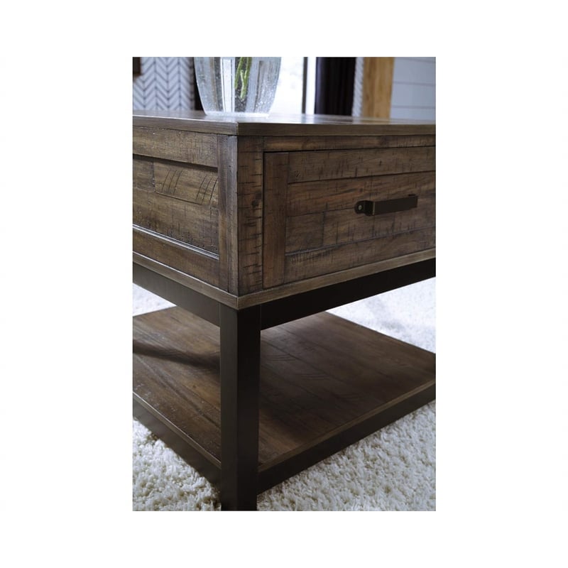 Bowery Hill 2-Piece Farmhouse Wood End Table Set in Grayish Brown