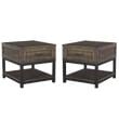 Bowery Hill 2-Piece Farmhouse Wood End Table Set in Grayish Brown