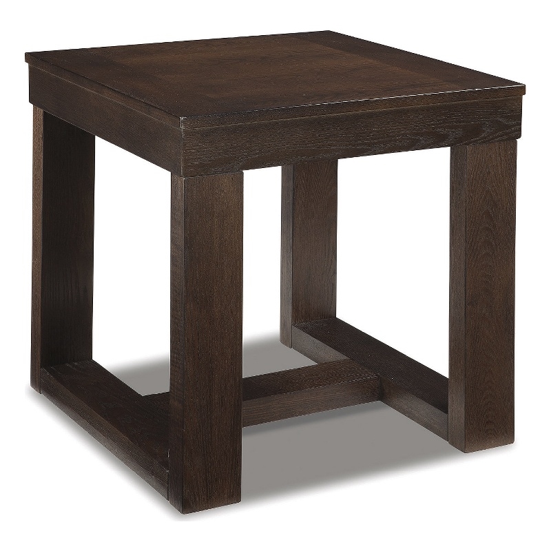 Bowery Hill Set of 2 Square End Tables in Dark Brown Finish