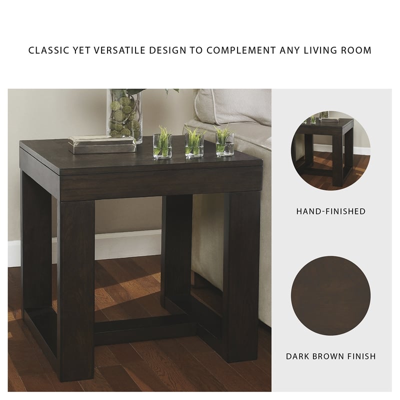 Bowery Hill Set of 2 Square End Tables in Dark Brown Finish