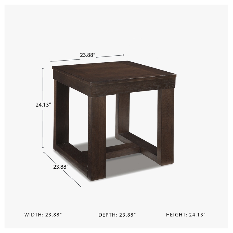 Bowery Hill Set of 2 Square End Tables in Dark Brown Finish
