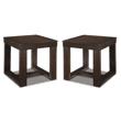 Bowery Hill Set of 2 Square End Tables in Dark Brown Finish