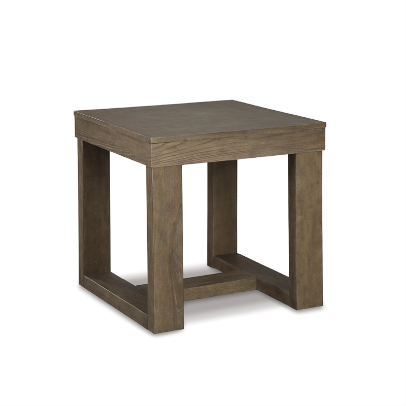 Bowery Hill Contemporary Set of 2 Square End Tables in Grayish Brown